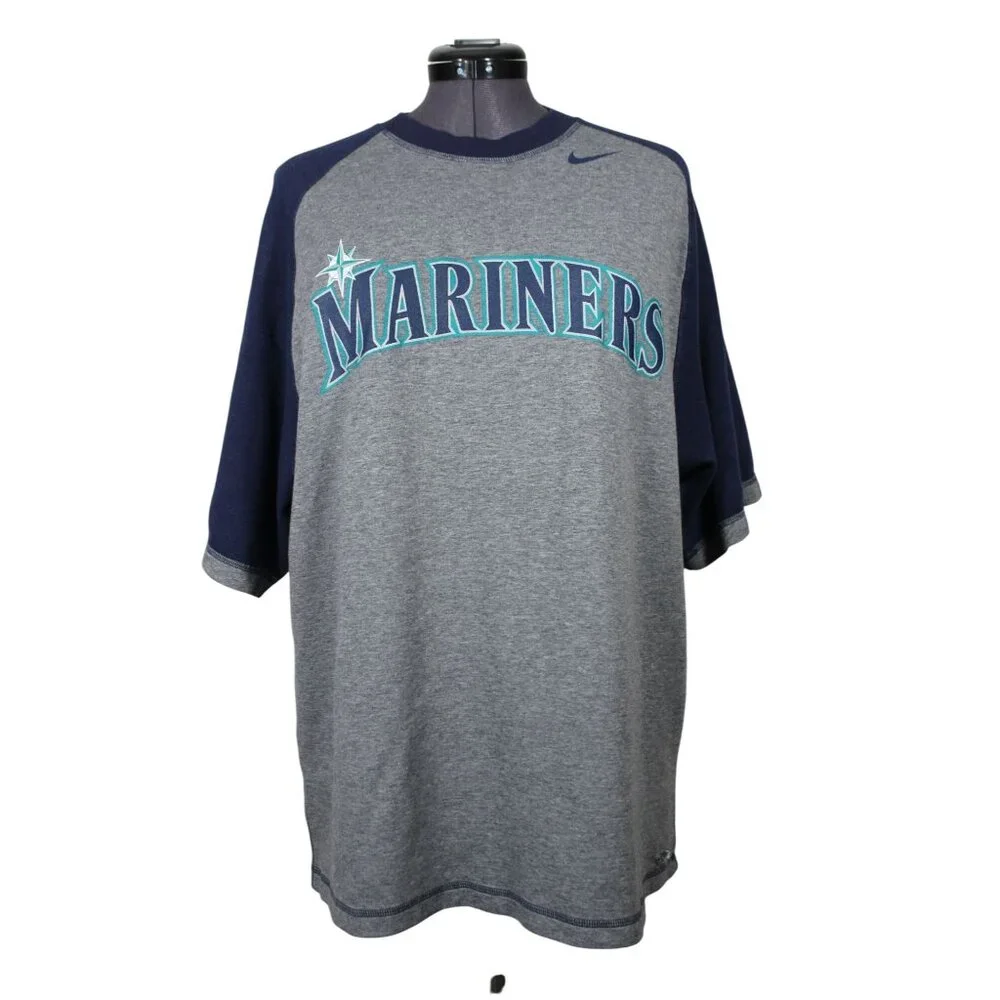 Nike men's MLB Seattle‎ Mariners raglan sleeve knit shirt L